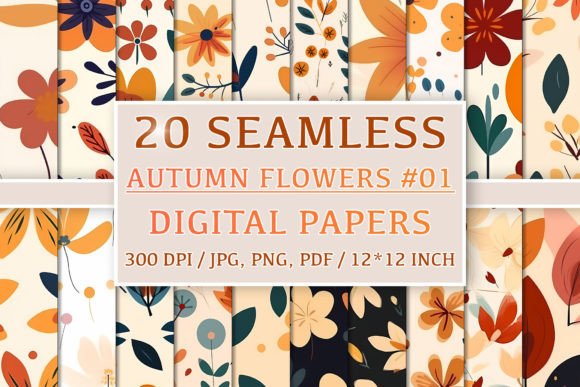 Download 20 Seamless Autumn Flower Patterns #1 - Flower patterns Collection