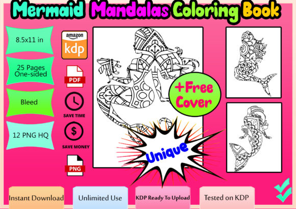 Download Mermaid Mandala Coloring Book for Adults - Book for adults Collection