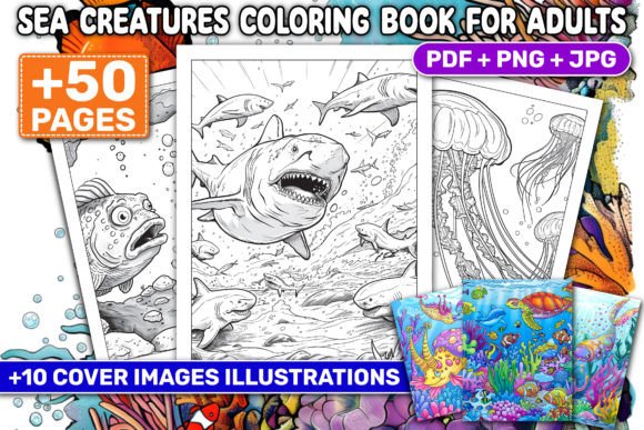 Download SEA CREATURES COLORING BOOK for ADULTS - Book for adults Collection