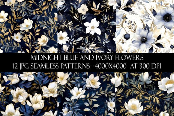Download Midnight Blue and Ivory Flower Patterns - Flower patterns Collection