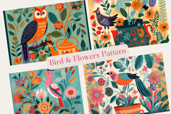 Download Bird Flowers Pot Graphic  Indian Pattern - Indian Collection